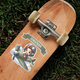 Future Pilot Boy Vintage Airplane Personalized Klistermärken