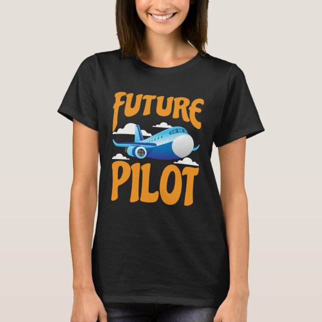 Future Pilot Kids, Toddler Airplane Pilot Boy Girl T Shirt (Framsida)