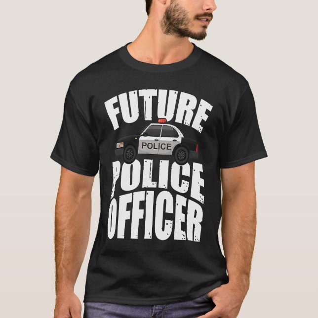 Future Police Officer Blue Line T Shirt (Framsida)