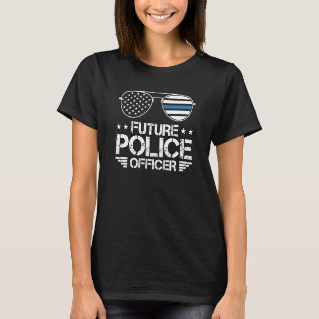 Future Police Officer  Blue Line T Shirt (Framsida)