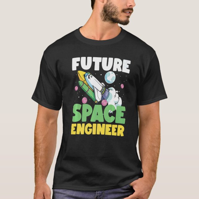 Future Space Engineer Rocket In Galaxy T Shirt (Framsida)