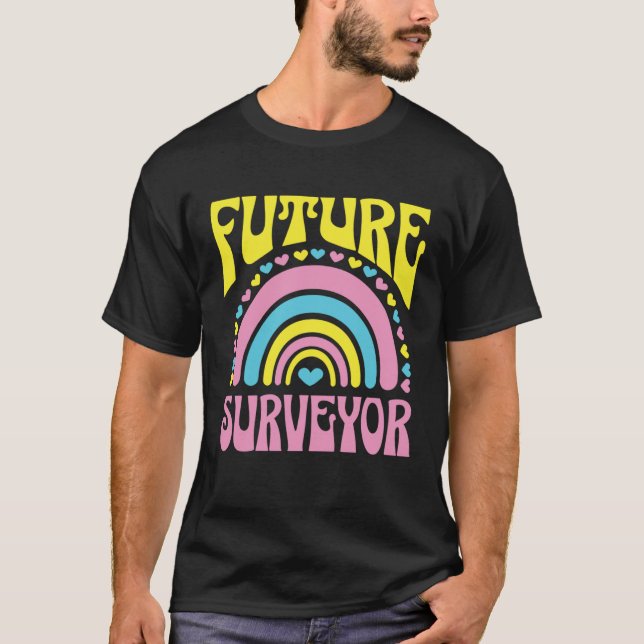 Future Surveyor Bright Retro Rainbow Surveyors Tra T Shirt (Framsida)