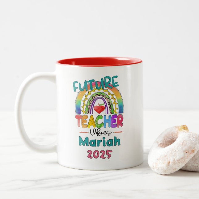 Future Teacher Personalized  Två-Tonad Mugg (Med munk)