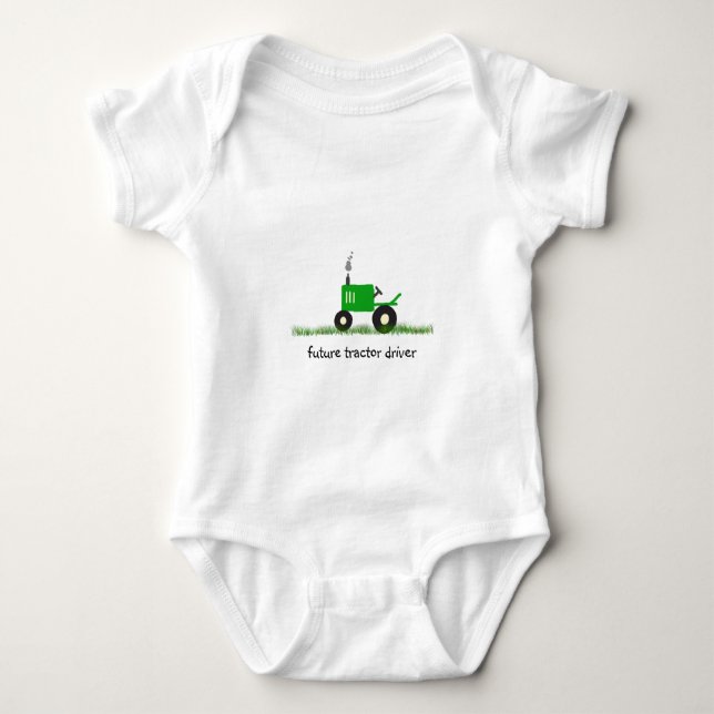 "Future Tractor Driver" Baby Grönt Tractor T-shirt (Framsida)