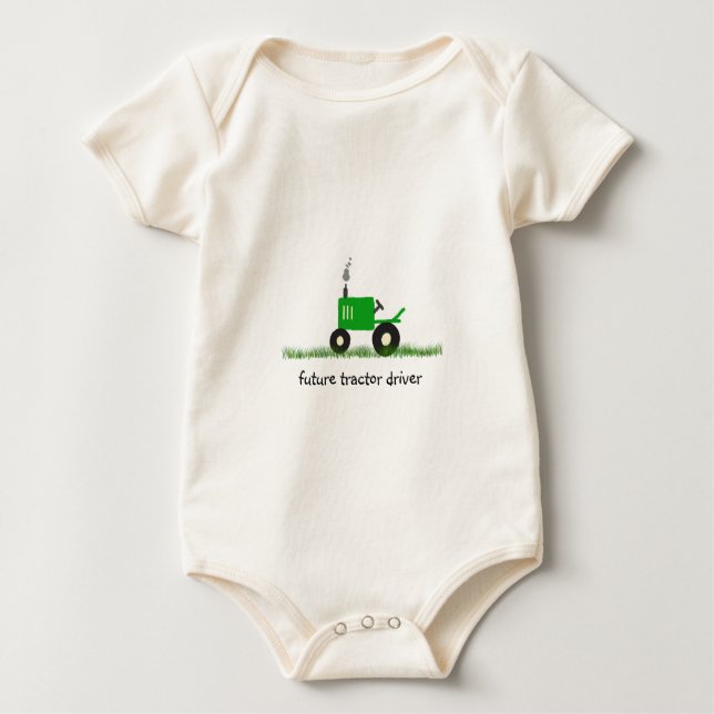 "Future Tractor Driver" Baby Grönt Tractor T-shirt (Framsida)