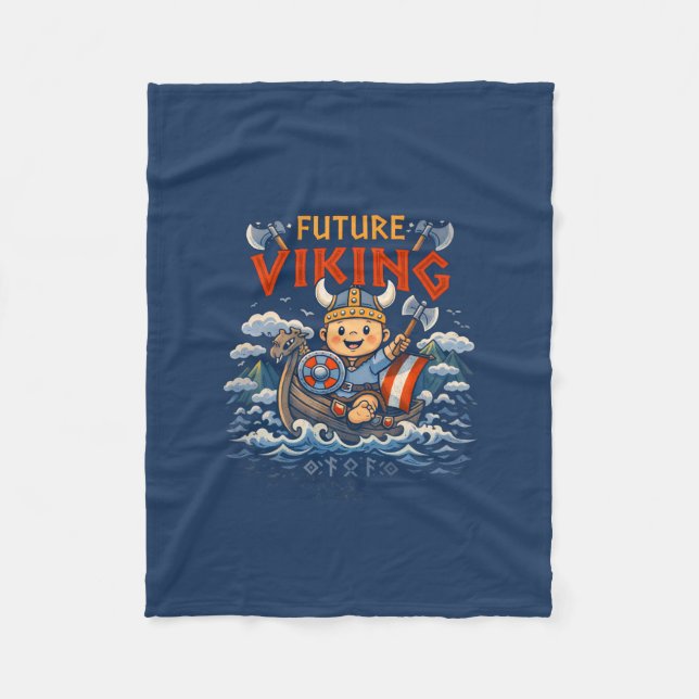 Future Viking Funny Norwegian Fleece Blanket (Framsidan)