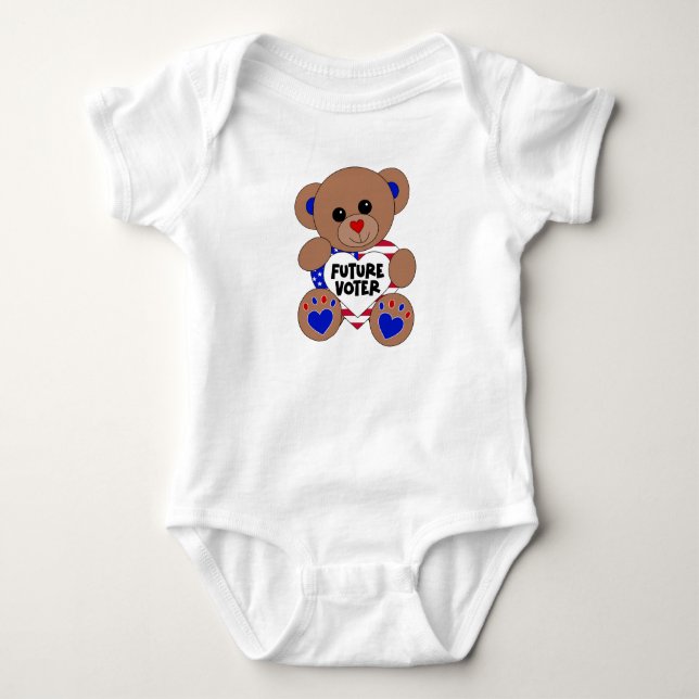 Future Voter Teddy Bear Kids Vote USA Elections T Shirt (Framsida)