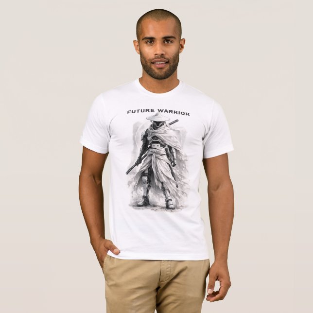 Future Warrior Graphic T-shirt - Cyberpunk Samurai (Hel framsida)