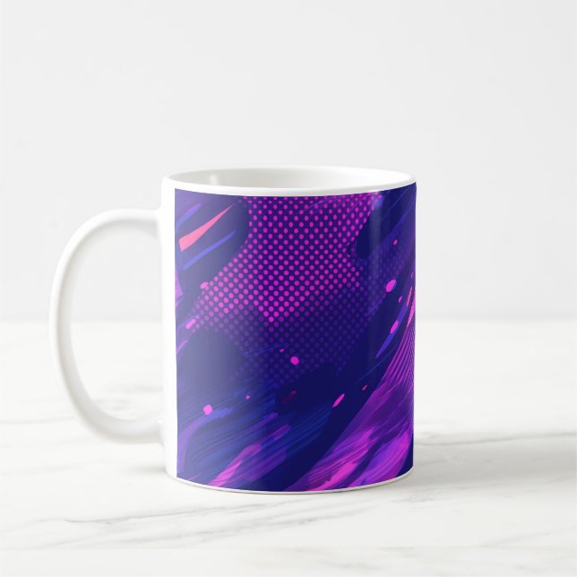 🎨 Futuristic Abstract Purple & Blue Pattern - Bol Kaffemugg (Vänster)