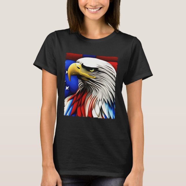 Futuristic American Bald Eagle USA Flag 4th of Jul T Shirt (Framsida)