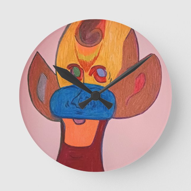 Futuristic Animal Art Wall Clock Rund Klocka (Framsida)