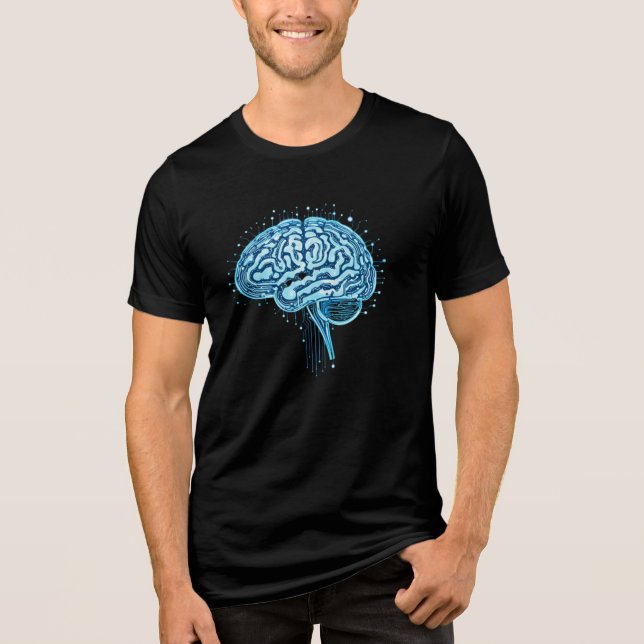 "Futuristic Circuit Brain – Minimalist Tech & AI T Shirt (Framsida)
