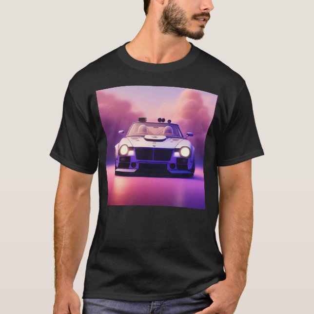 Futuristic Classic Sports Car Cyberpunk Cool Race  T Shirt (Framsida)