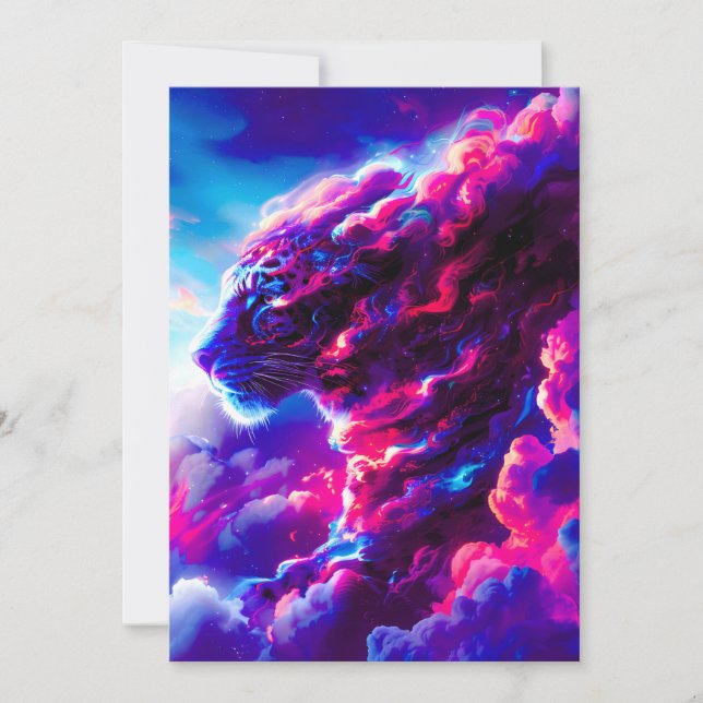 Futuristic Cosmic Neon Leopard  Julkort (Framsida)