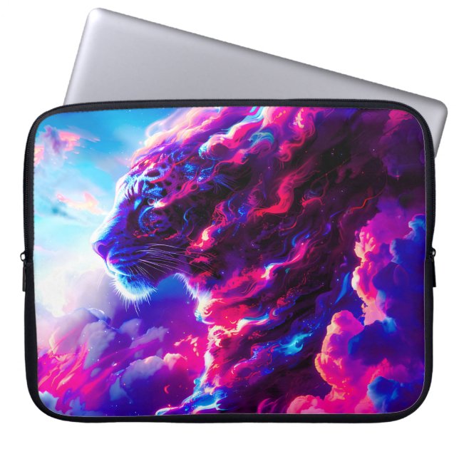 Futuristic Cosmic Neon Leopard  Laptop Fodral (Framsidan)