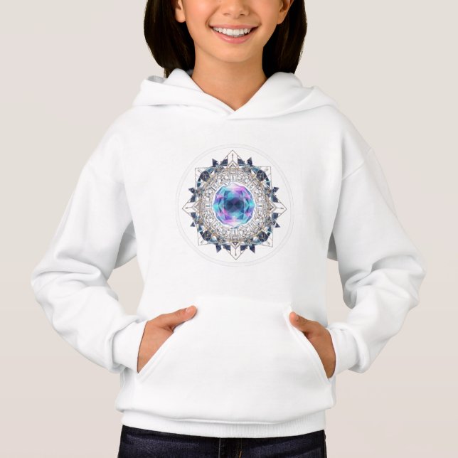 Futuristic Crystal Mandala – Geometric Tech Art T Shirt (Framsida)