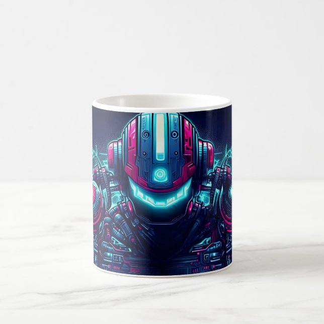 Futuristic Cyberpunk Robot Neon Food Ramen Kaffemugg (Center)