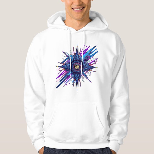 Futuristic Cyberpunk Sci-Fi Graphic Hoodie - Moder (Framsida)