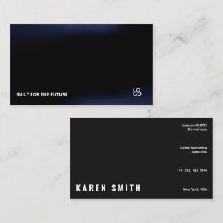 Futuristic Dark Tech Startup Business Card Visitkort