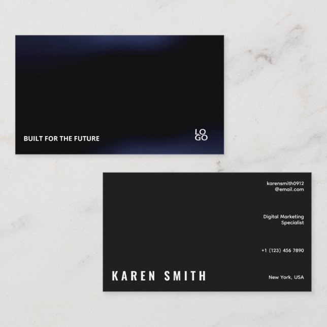 Futuristic Dark Tech Startup Business Card Visitkort (Fram/baksida)