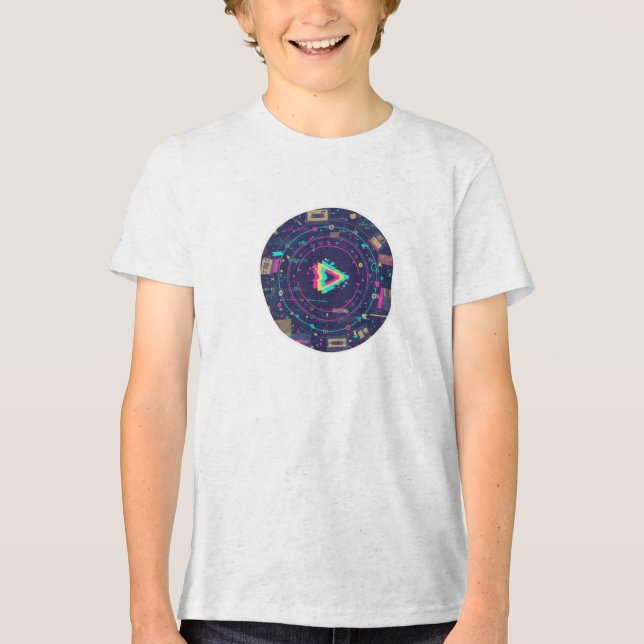 Futuristic Digital Play Button Abstract design  T Shirt (Framsida)