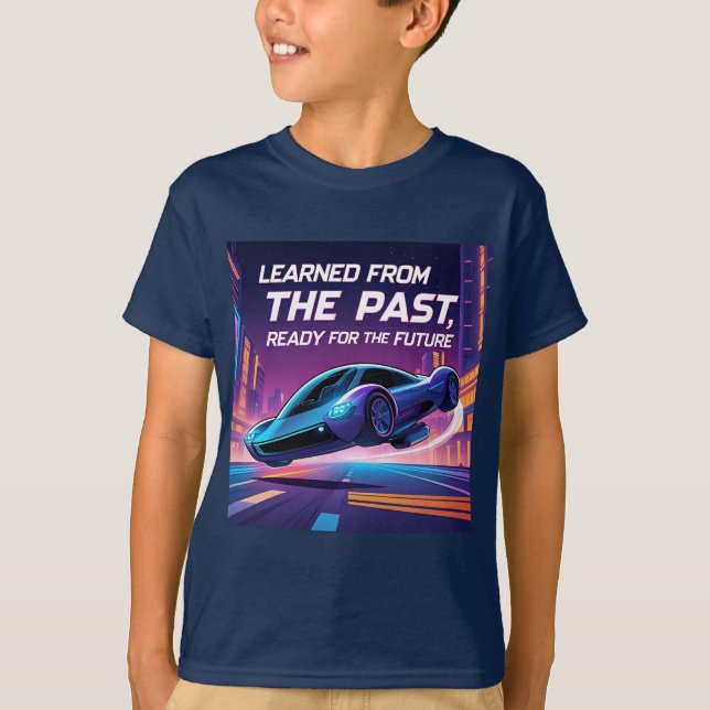 Futuristic Flying Car with Inspirational Quote  T Shirt (Framsida)
