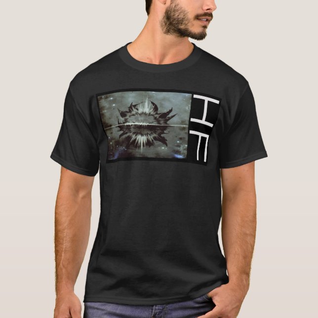 futuristic  frequency waves with hf logo t shirt (Framsida)