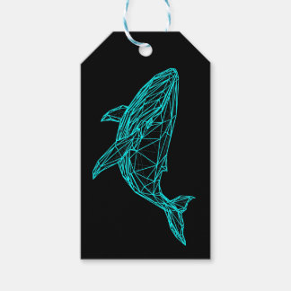 Futuristic Geometric Whale Gift Tags Presentetikett