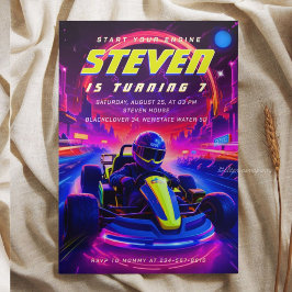 Futuristic Go-Kart Racing Birthday Party Inbjudningar