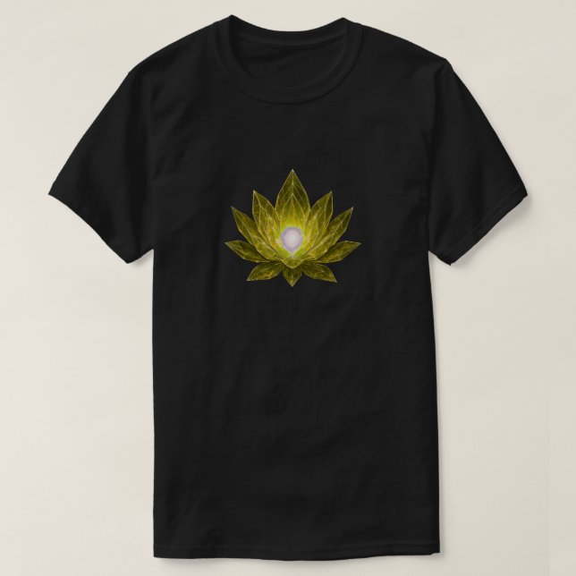 Futuristic Golden Crystal Lotus • Sci-Fi Energy T Shirt (Design framsida)