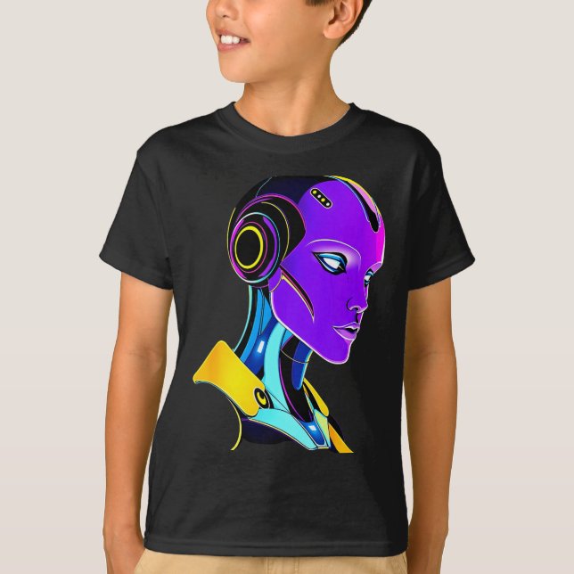 Futuristic Graphic Design Robot 1  T Shirt (Framsida)