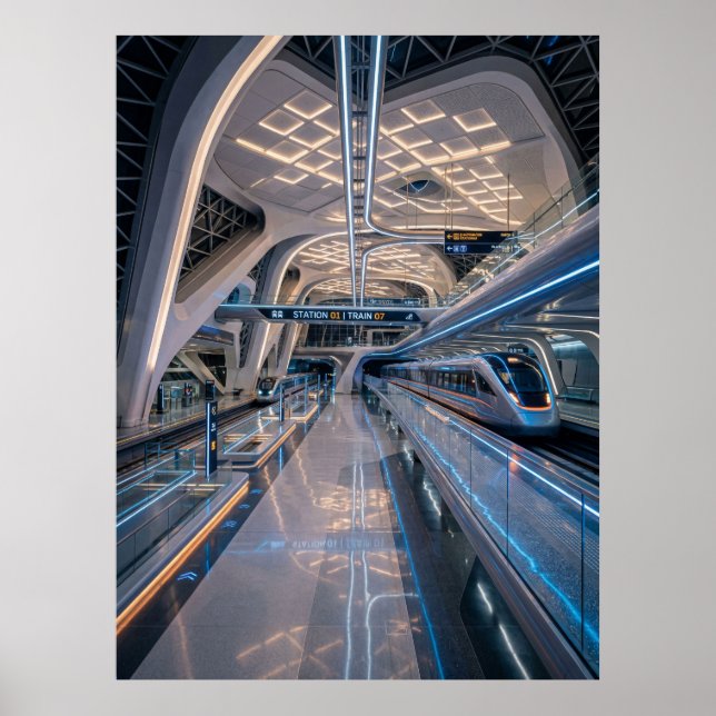 Futuristic High-Speed Train Station Poster (Framsidan)