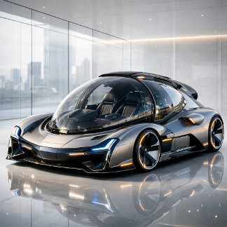 Futuristic High-Tech Concept Car Design Print Kort