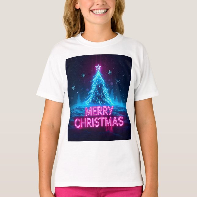  Futuristic Holiday Glow Design T Shirt (Framsida)