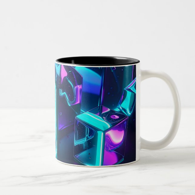 Futuristic Liquid Glow Geometric Mug Två-Tonad Mugg (Höger)