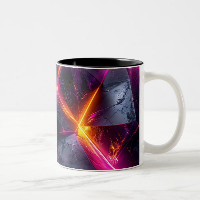Futuristic Luminous Crystal Geometry Mug Två-Tonad Mugg (Höger)