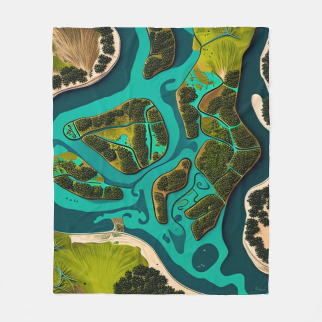Futuristic Marshlands Fleecefilt (Framsidan)