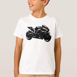 Futuristic Motorcycle Black White Vector  T Shirt