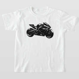 Futuristic Motorcycle Black White Vector  T Shirt