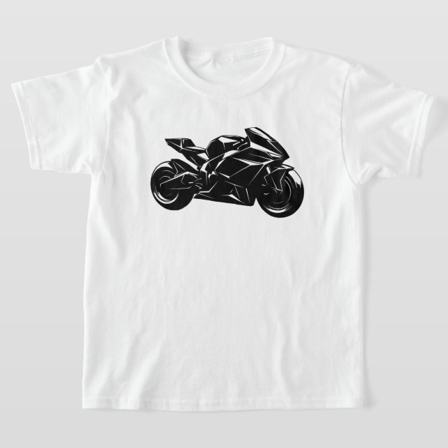 Futuristic Motorcycle Black White Vector  T Shirt (Laydown)