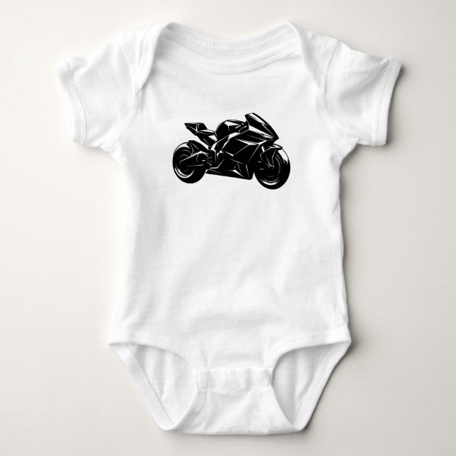 Futuristic Motorcycle Black White Vector  T Shirt (Framsida)