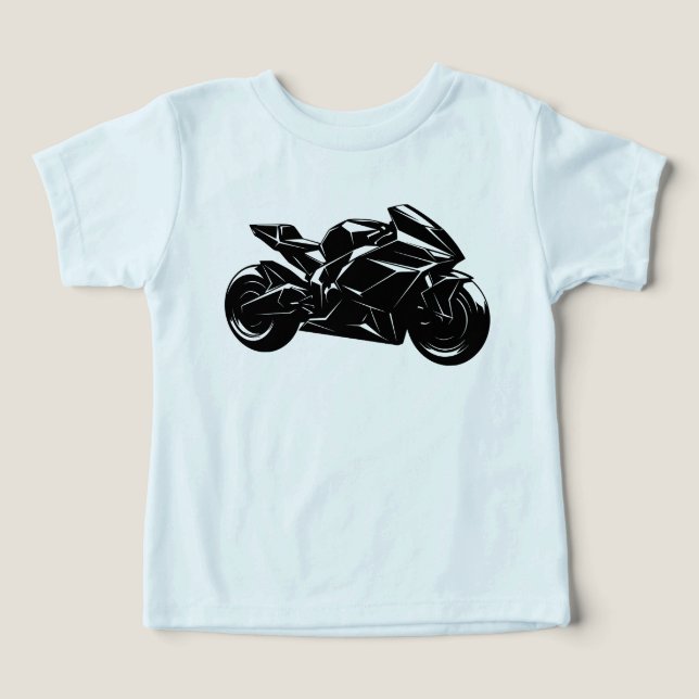 Futuristic Motorcycle Black White Vector  T Shirt (Design Framsida)