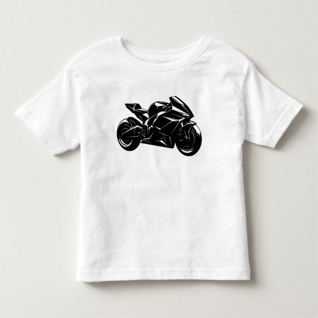 Futuristic Motorcycle Black White Vector  T Shirt (Framsida)