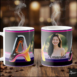 Futuristic Neon Glossy Abstract Letter A Kaffemugg