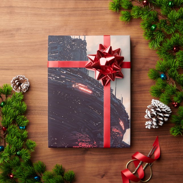 Futuristic platforms in the clouds at twilight presentpapper (Julgåva)