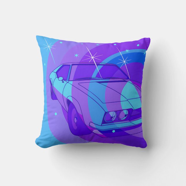 Futuristic Ride: Psychedelic Car Journey Kudde (Framsida)