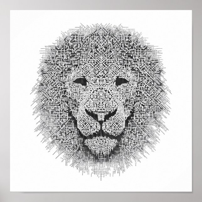 Futuristic Robotics Art: Cybernetic King Lion Head Poster (Framsidan)