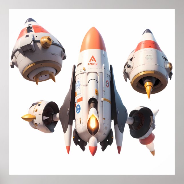 Futuristic Spacecraft Design Detachable Modules Poster (Framsidan)
