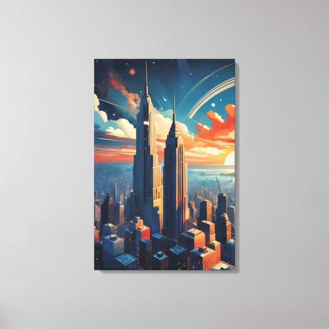 Futuristic Sunrise Cityscape Canvas Print (Framsida)