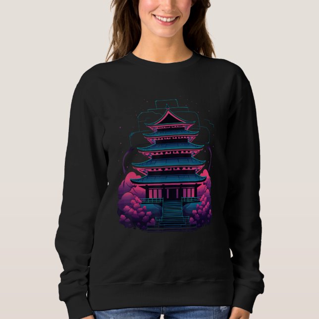 Futuristic Synthwave Temple T Shirt (Framsida)